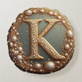 Moderne Monogram Initiaal K Rond Kussen