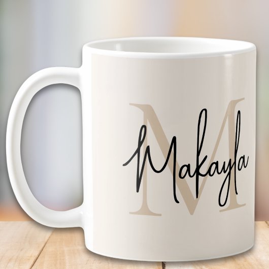 Moderne Monogram Initiaal Koffiemok