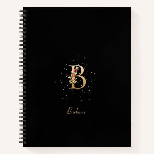 Moderne Monogram Initiaal Letter B Bloempatroon Notitieboek (Voorkant)