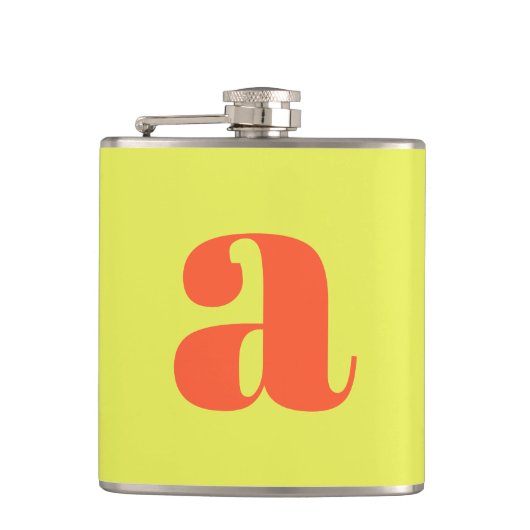 Moderne Monogram Initiaal Letter Chartreuse Trouwf Heupfles (Voorkant)