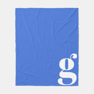 Moderne monogram Initiaal Letter Cute Bright Blue Fleece Deken