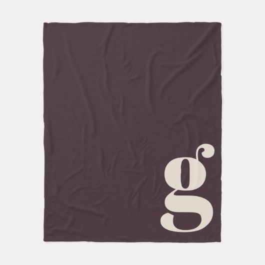 Moderne Monogram Initiaal Letter Donkerpaarse Prui Fleece Deken (Voorkant)
