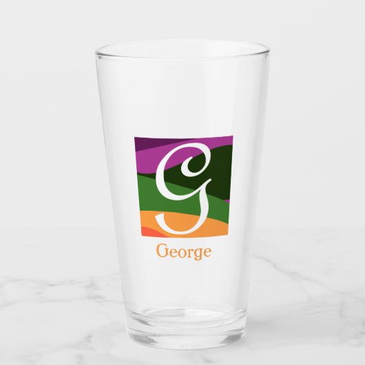 Moderne Monogram Initiaal Letter Glas (Voorkant)