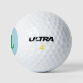 Moderne Monogram Initiaal Letter Pastel Blauw Groe Golfballen (Logo)