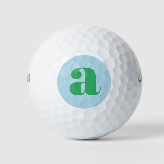 Moderne Monogram Initiaal Letter Pastel Blauw Groe Golfballen (Voorkant)