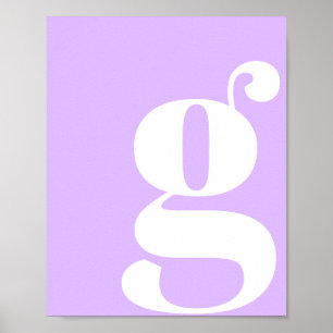 Moderne monogram Initiaal Letter Pastel Lavender Poster