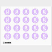 Moderne monogram Initiaal Letter Pastel Lavender Ronde Sticker (Vel)