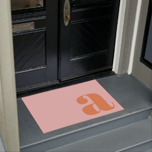 Moderne monogram Initiaal Letter Pastel Pink Sinaa Deurmat