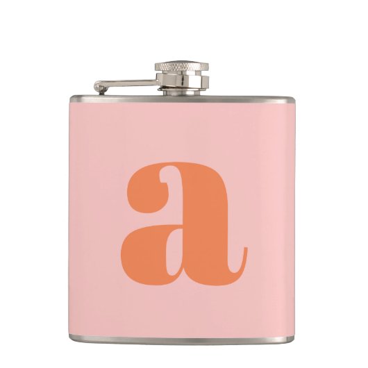 Moderne Monogram Initiaal Letter Roze Oranje Bruil Heupfles (Voorkant)
