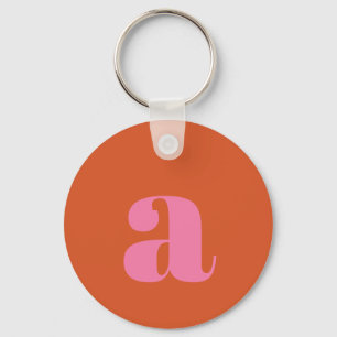 Moderne Monogram Initiaal Letter Roze Verbrand Ora Sleutelhanger