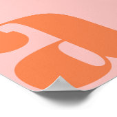 Moderne Monogram Initiaal Letter Zacht Roze Oranje Poster (Hoek)