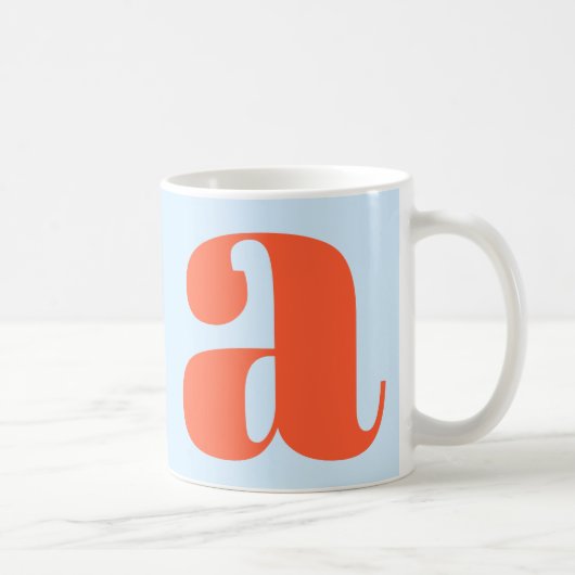 Moderne Monogram Initiaal Letter Zachte Blauwe Ora Koffiemok (Rechts)