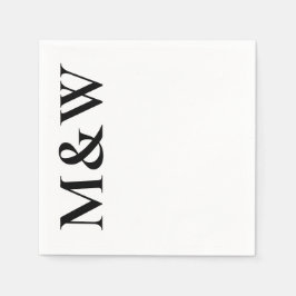 Moderne Monogram Initiaal Letters Vet Zwart Wit Br Servet