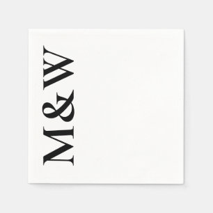 Moderne Monogram Initiaal Letters Vet Zwart Wit Br Servet