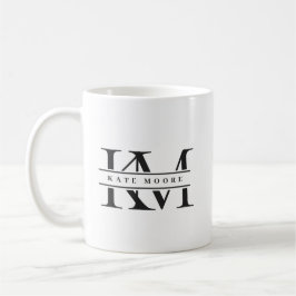 Moderne Monogram Initiaal Letters Zwart Wit Koffiemok