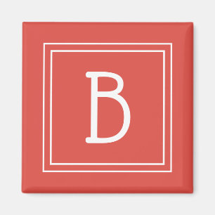 Moderne Monogram Initiaal Lettersjabloon Rood Wit Magneet