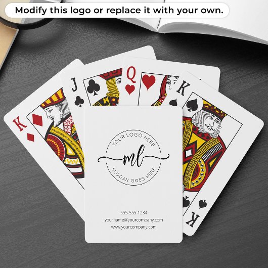 Moderne Monogram Initiaal Logo Wit Pokerkaarten
