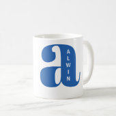 Moderne monogram initiaal met aangepaste naam koffiemok (Voorkant rechts)