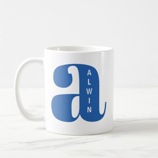 Moderne monogram initiaal met aangepaste naam koffiemok (Links)