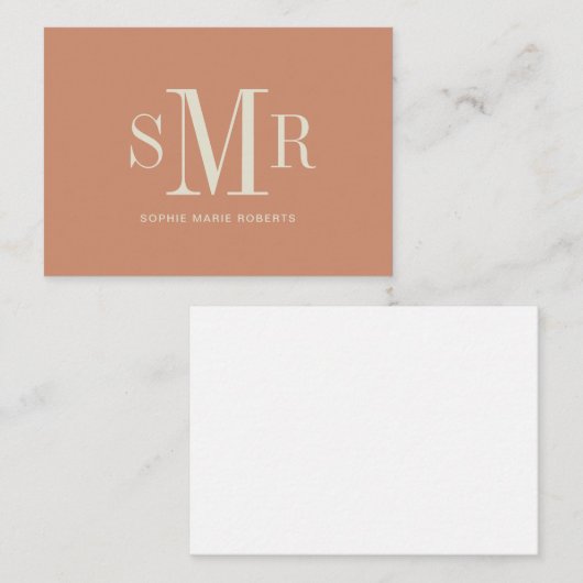 Moderne monogram initiaal met drie letters naam no notitiekaartje (Voorkant / Achterkant)