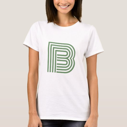 Moderne monogram Initiaal met één letter | Groen T-shirt (Voorkant)