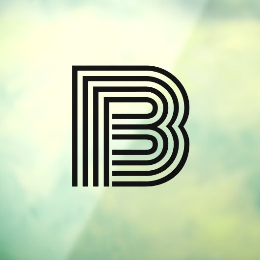 Moderne monogram Initiaal met één letter | Zwart Raamsticker (Vel 3)