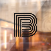 Moderne monogram Initiaal met één letter | Zwart Raamsticker (Vel 2)