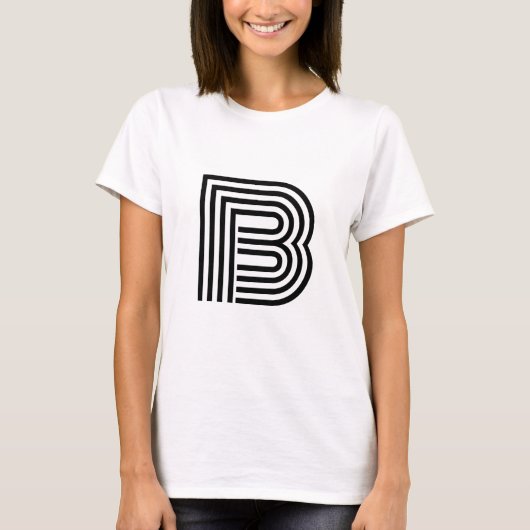 Moderne monogram Initiaal met één letter | Zwart T-shirt (Voorkant)