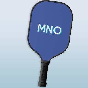 Moderne Monogram Initiaal met Slagschaduw Blauw Pickleball Paddle