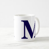 Moderne Monogram Initiaal Moderne Blauwe Koffiemok (Voorkant rechts)