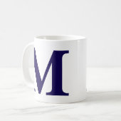 Moderne Monogram Initiaal Moderne Blauwe Koffiemok (Voorkant links)