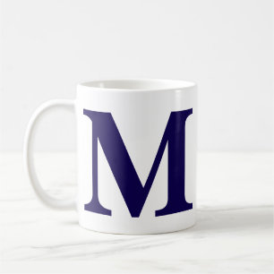Moderne Monogram Initiaal Moderne Blauwe Koffiemok