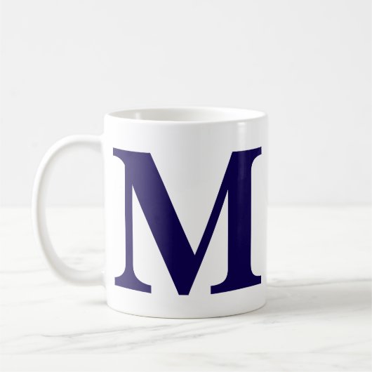Moderne Monogram Initiaal Moderne Blauwe Koffiemok (Links)