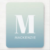 Moderne Monogram Initiaal Naam Blauwgroen Aqua Gra Muismat (Voorkant)