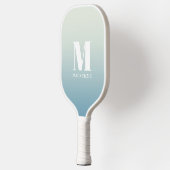 Moderne Monogram Initiaal Naam Blauwgroen Aqua Gra Pickleball Paddle (Links)