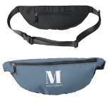 Moderne Monogram Initiaal Naam Stof Blauw Heuptasje<br><div class="desc">Moderne typografie minimalistisch ontwerp van een initiaal die kan worden gewijzigd om te personaliseren.</div>
