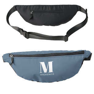 Moderne Monogram Initiaal Naam Stof Blauw Heuptasje