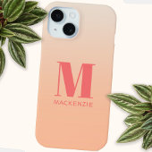 Moderne Monogram Initiaal Naam Teal Aqua Gradiënt iPhone 15 Case
