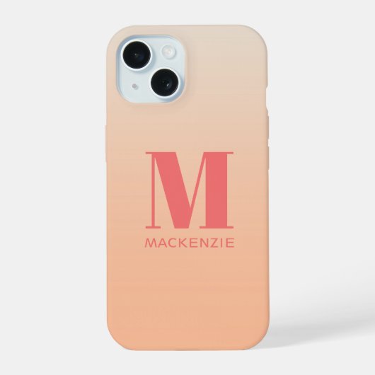 Moderne Monogram Initiaal Naam Teal Aqua Gradiënt iPhone 15 Case (Achterkant)