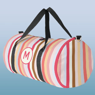 Moderne Monogram Initiaal Pastel Snoep Streep Plunjezak