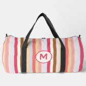 Moderne Monogram Initiaal Pastel Snoep Streep Plunjezak (Voorkant)