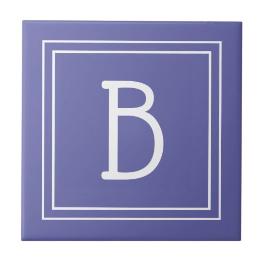 Moderne Monogram Initiaal Periwinkle Blauw Tegeltje (Voorkant)