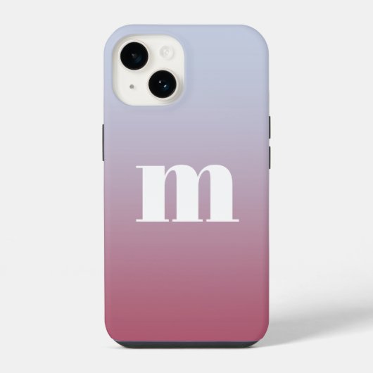 Moderne Monogram Initiaal Roze Blauwe Gradiënt iPhone Hoesje (Achterkant)