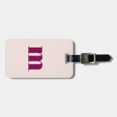 Moderne Monogram Initiaal Roze Bourgondiër Bagagelabel (Voorkant horizontaal)