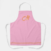 Moderne Monogram Initiaal Roze Oranje Schort (Voorkant)
