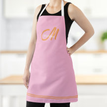 Moderne Monogram Initiaal Roze Oranje 