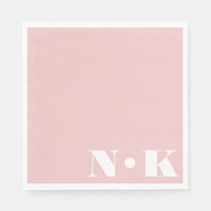 Moderne Monogram Initiaal Roze Roze Huwelijk Servet