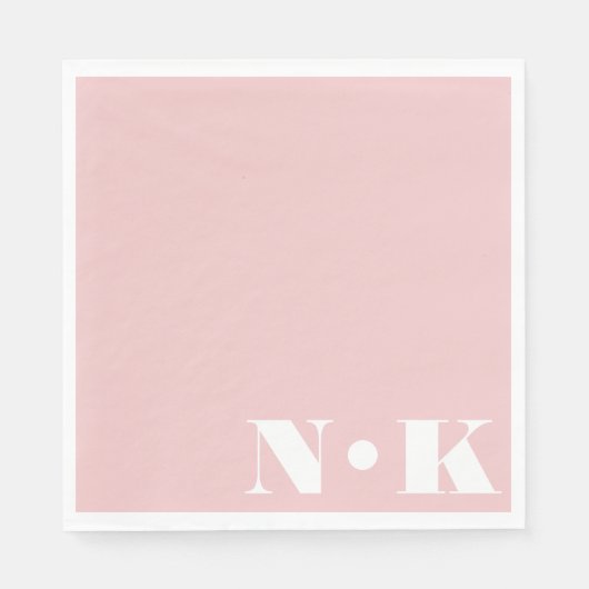 Moderne Monogram Initiaal Roze Roze Huwelijk Servet (Voorkant)