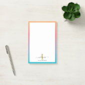 Moderne Monogram Initiaal Script Blauw Oranje Ombr Post-it® Notes (Kantoor)