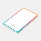 Moderne Monogram Initiaal Script Blauw Oranje Ombr Post-it® Notes (Schuin)
